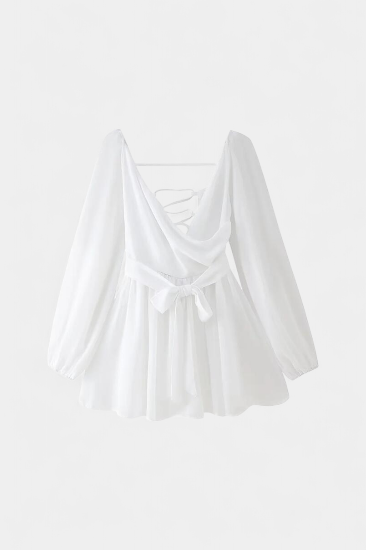 Skylar Mini Dress with V-Neck and Light Sleeves