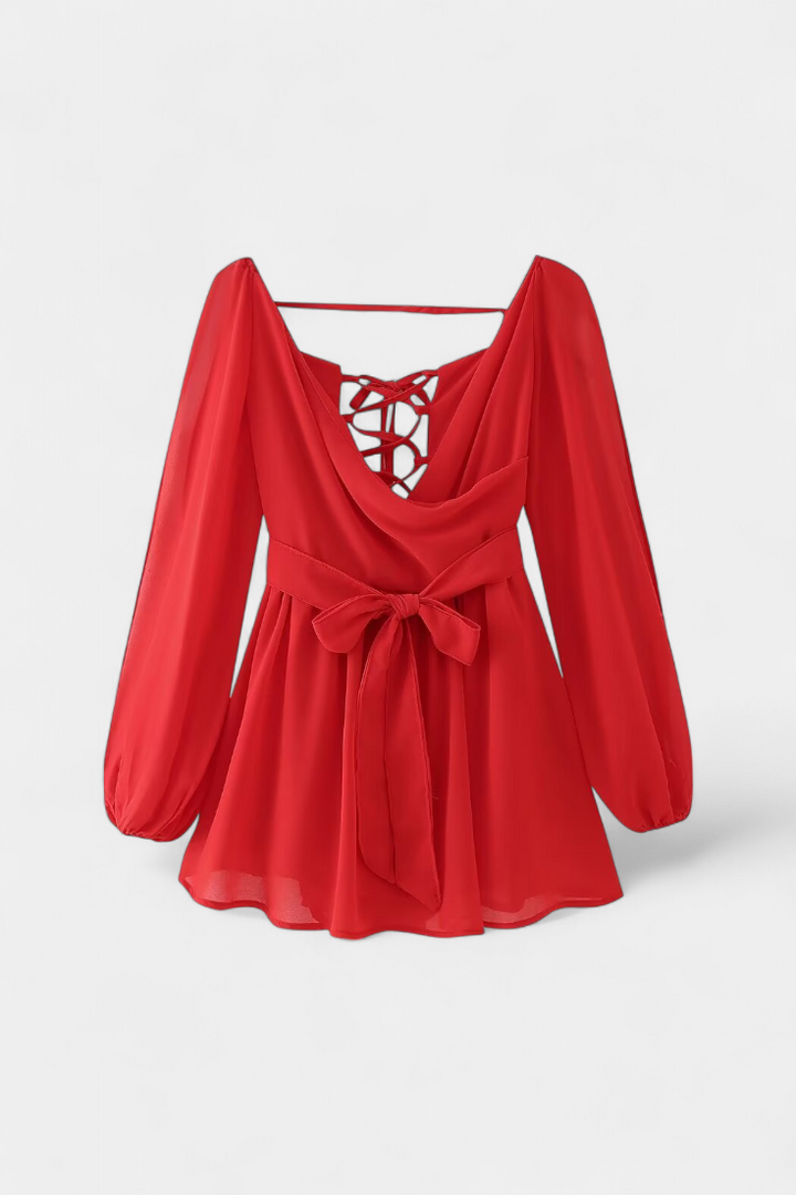 Skylar Mini Dress with V-Neck and Light Sleeves