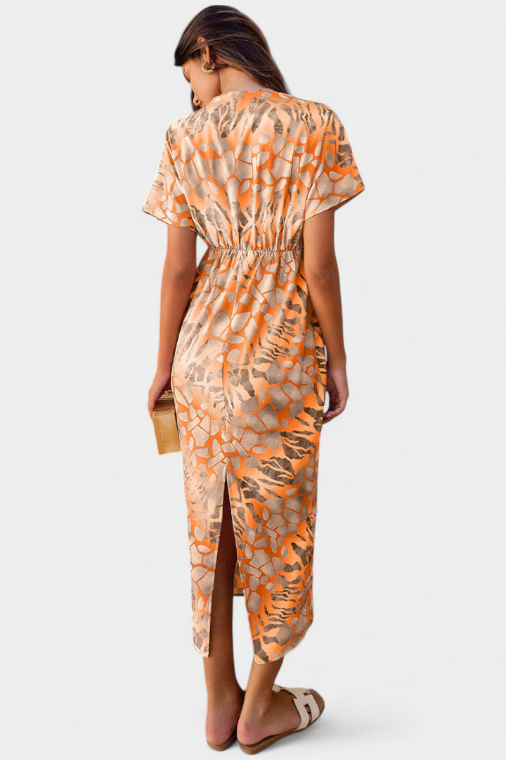 Triana Dress with Abstract Print and V-Neck