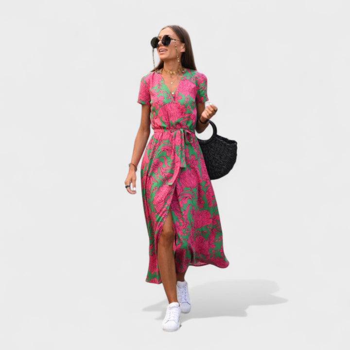 Maria - Floral Wrap Midi Dress