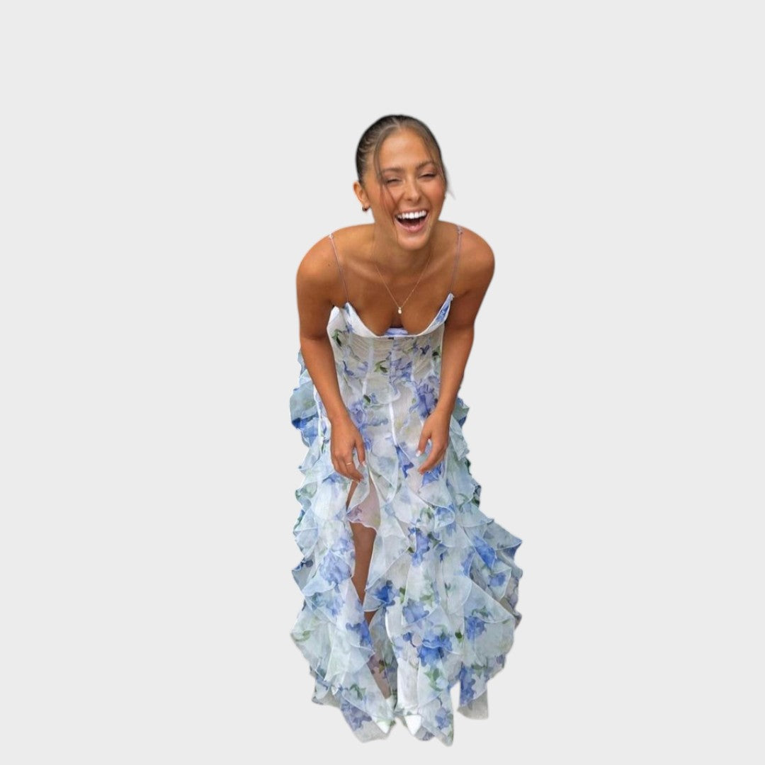 Hannah -  Floral Ruffle Maxi Dress