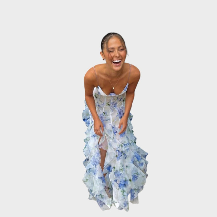 Hannah -  Floral Ruffle Maxi Dress