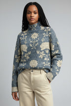 Ava | Floral Jacquard Turtleneck Sweater for Women
