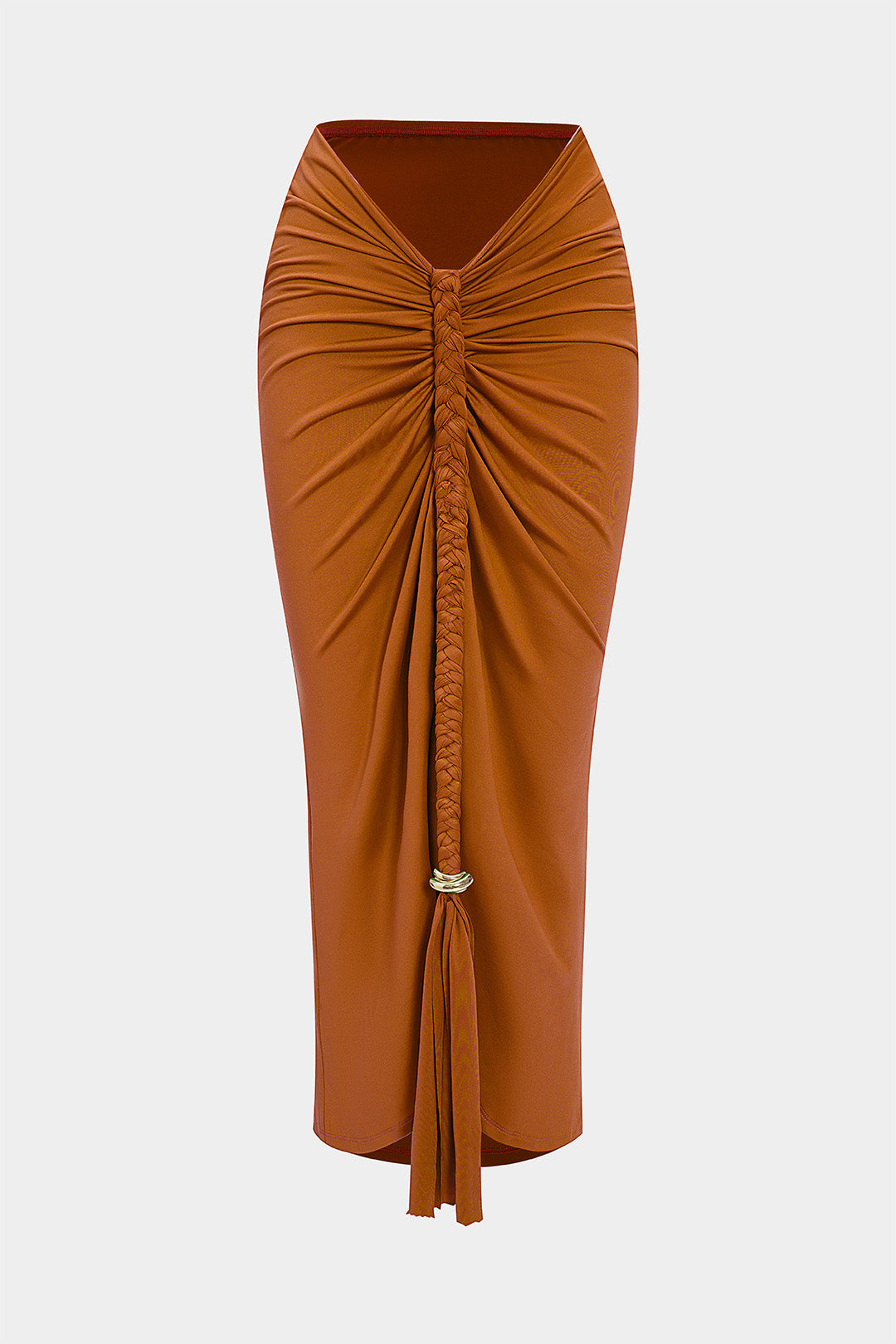 Metallic Decor Braided Ruched Skirt