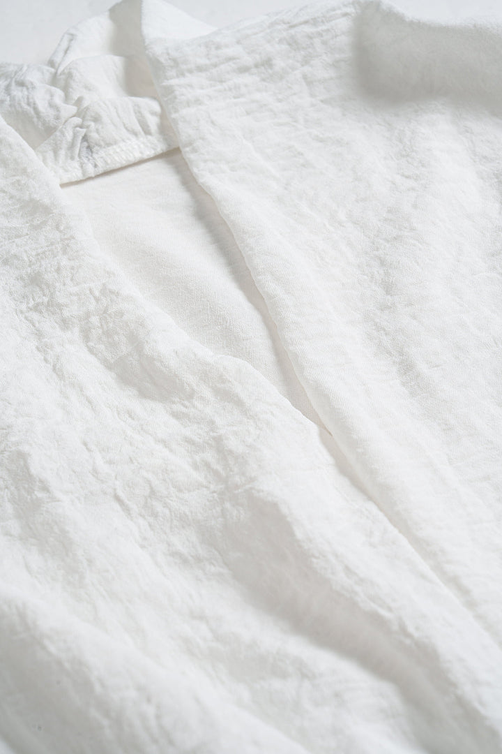 Pleated Sleeves Button Short-Sleeve Shirt