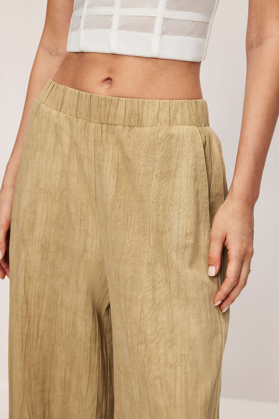 Linen Solid Wide Leg Trousers