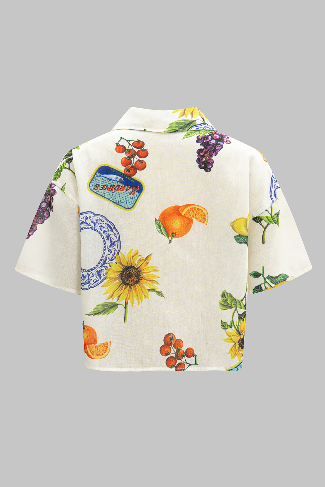 Fruit Floral Print Button Short-Sleeve Shirt