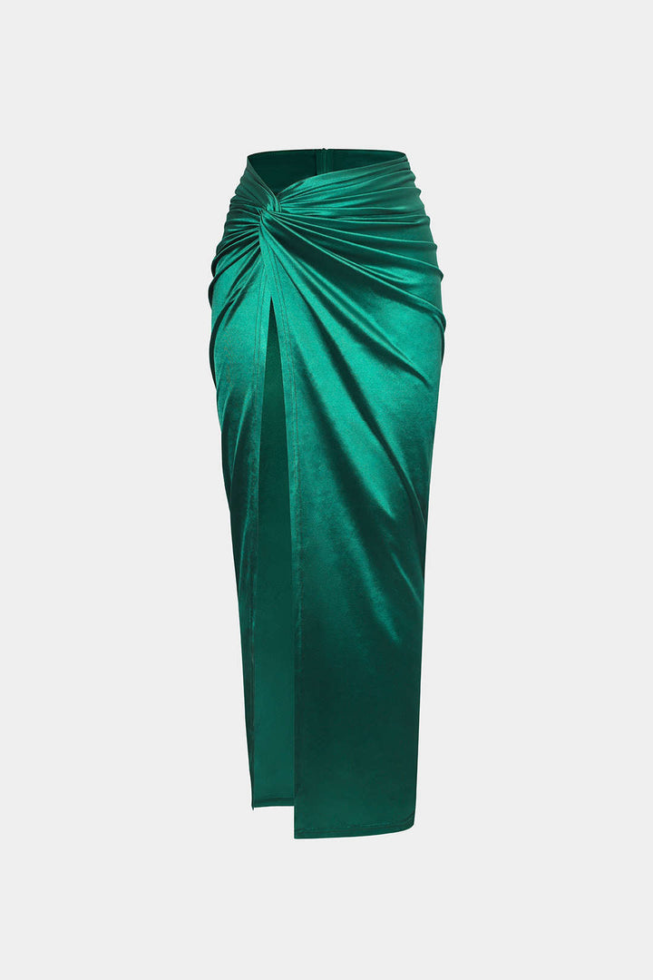 Twist Detail High Slit Midi Skirt