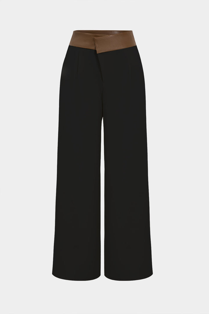 Faux Leather Patchwork Trousers