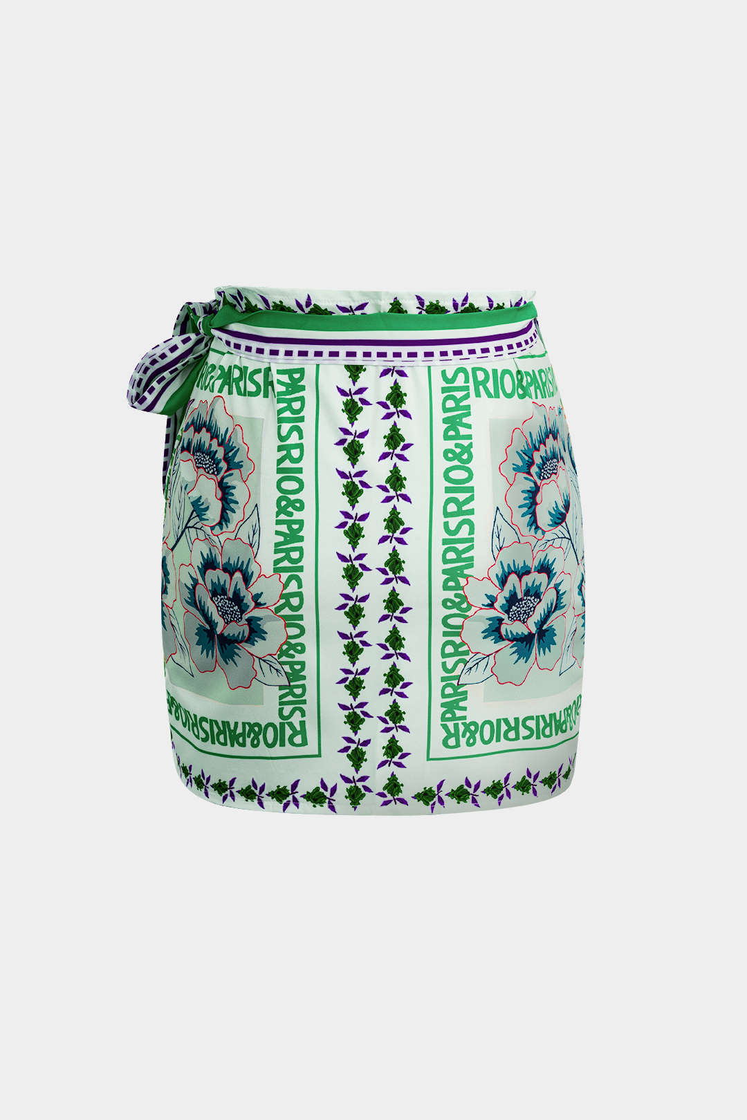 Floral Print Wrap Knot Mini Skirt