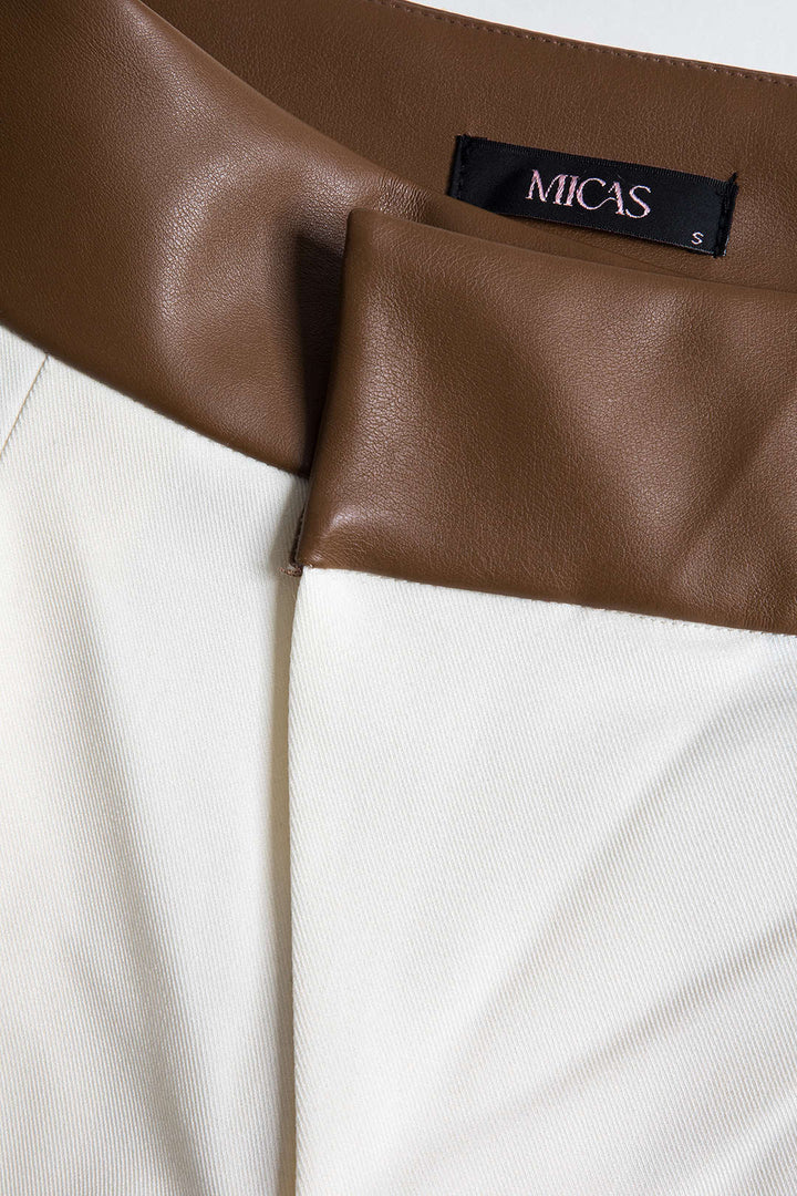 Faux Leather Patchwork Trousers