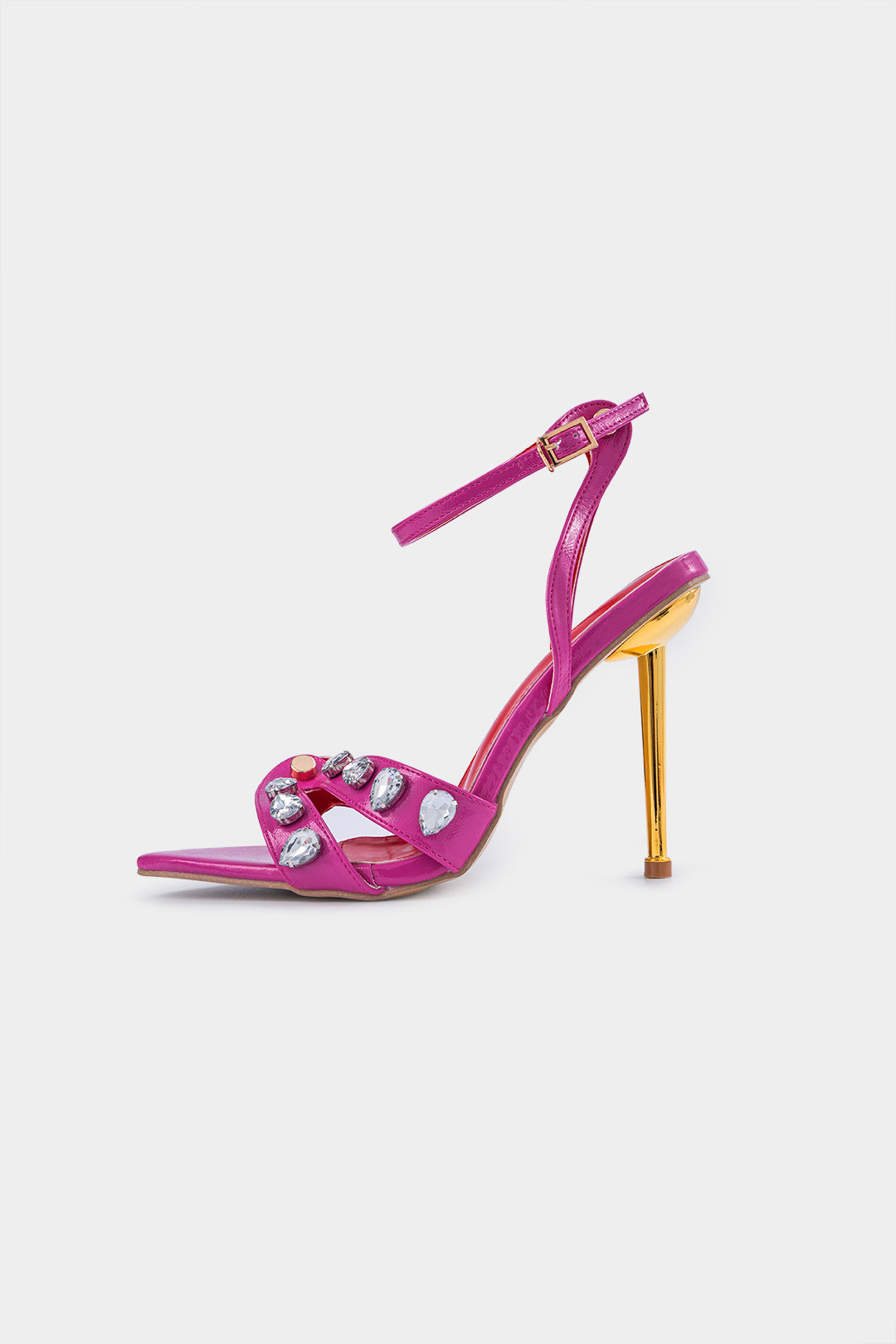 Metallic Decor Rhinestone Pointed Heels