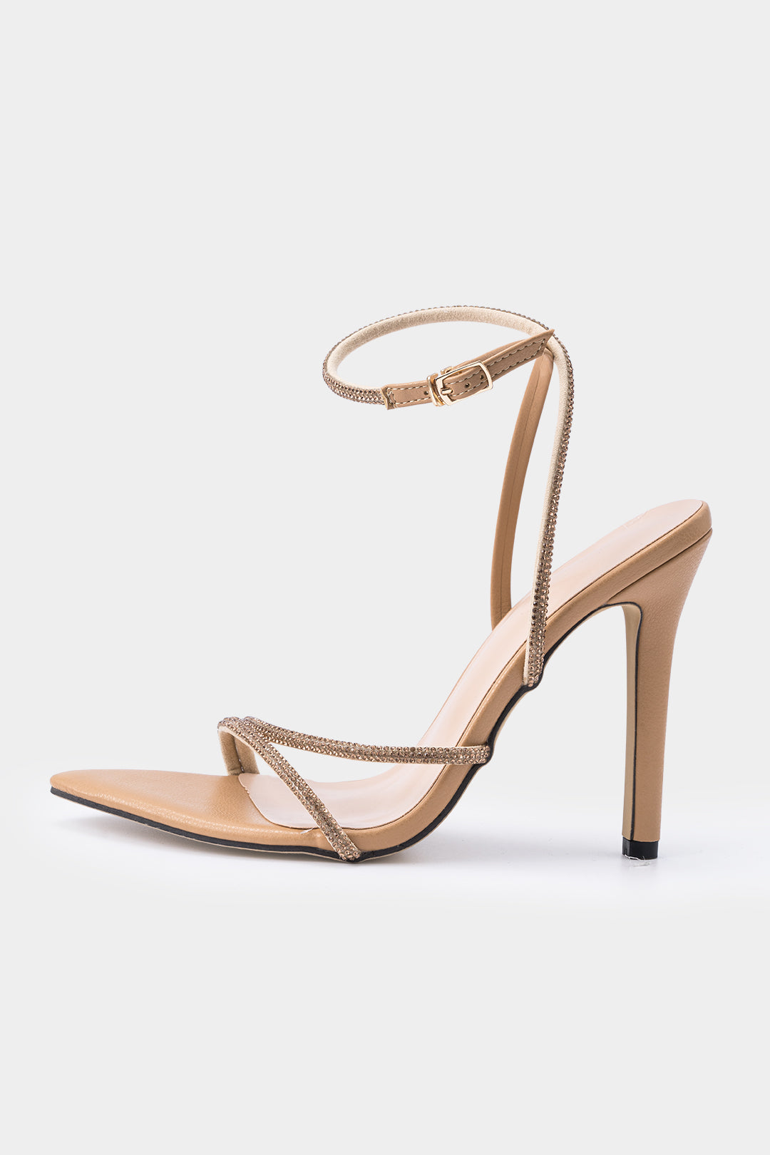 Rhinestone Tie-Up Pointed Heels
