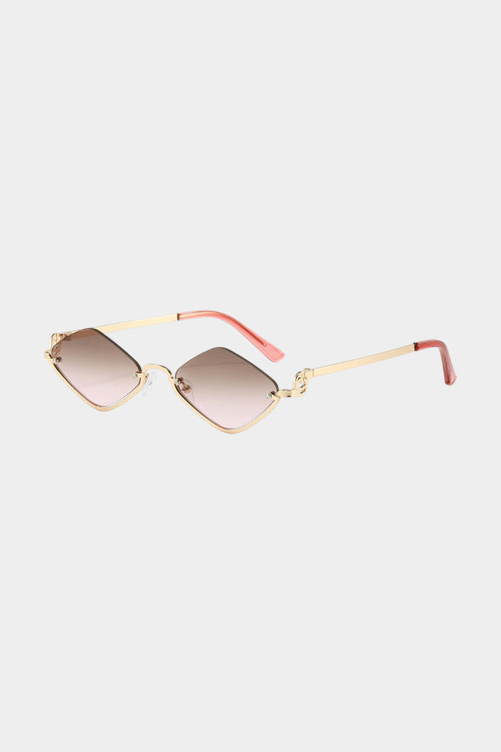 Metal Diamond-Shaped Half-Frame Sunglasses