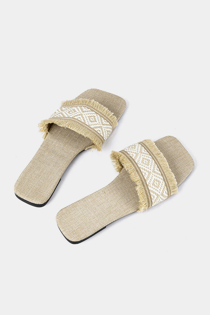 Fringed Weave Beach Slides