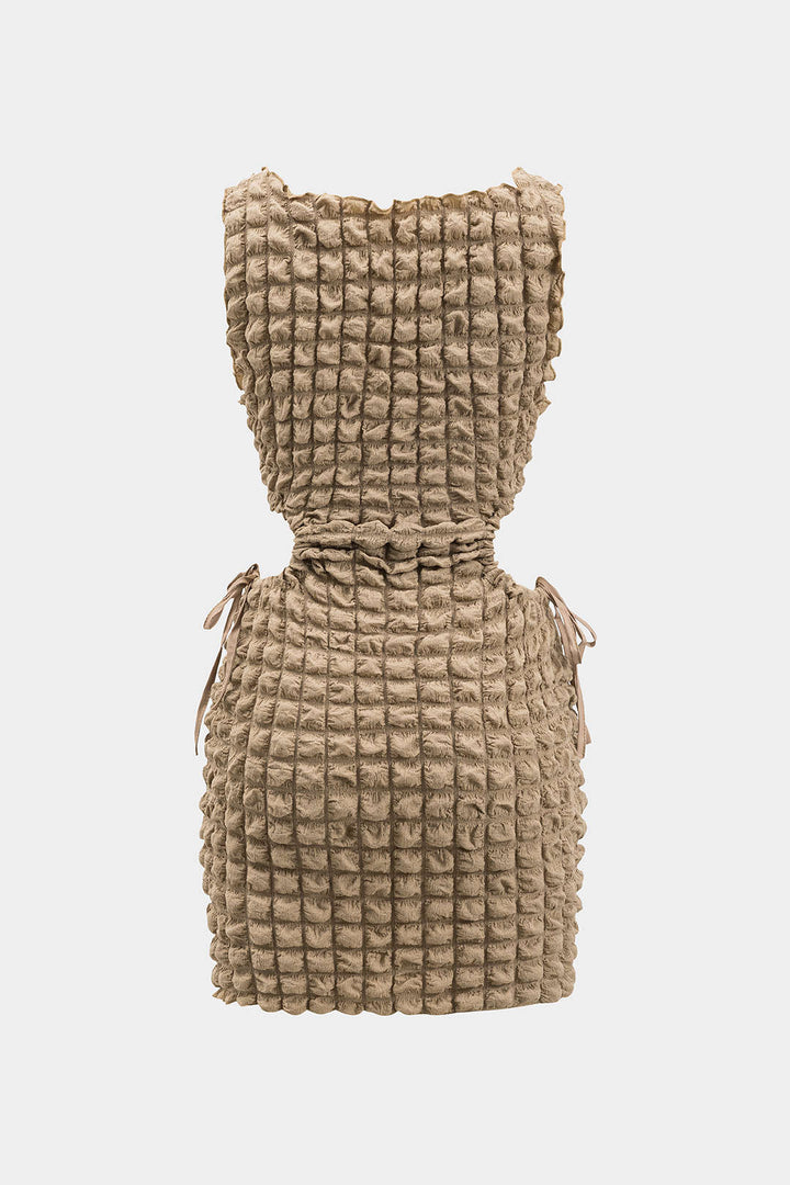 Cut Out Waist Drawstring Sleeveless Mini Dress