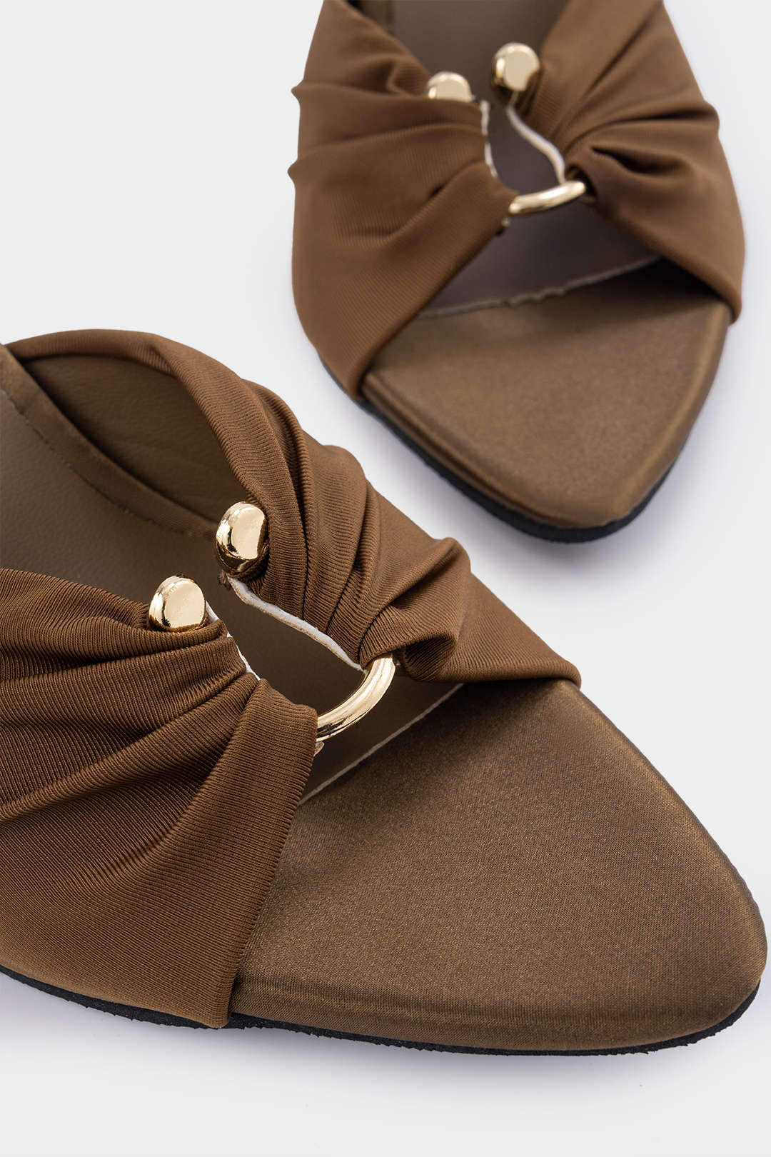 Metallic Decor Buckle Pointed Heels
