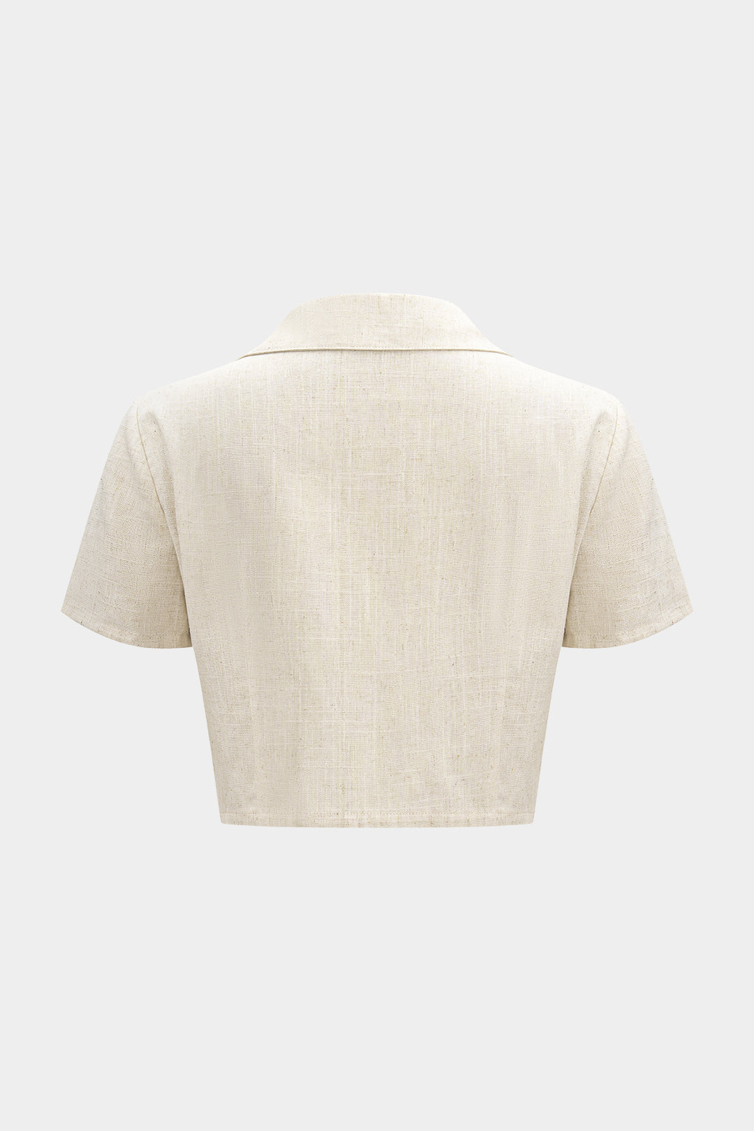 Linen V-Neck Button Short-Sleeve Shirt