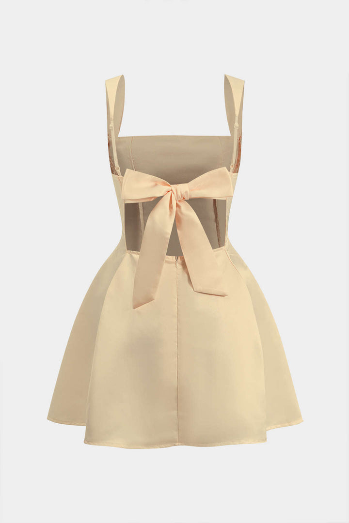 Tie Back Zipper Backless Slip Mini Dress