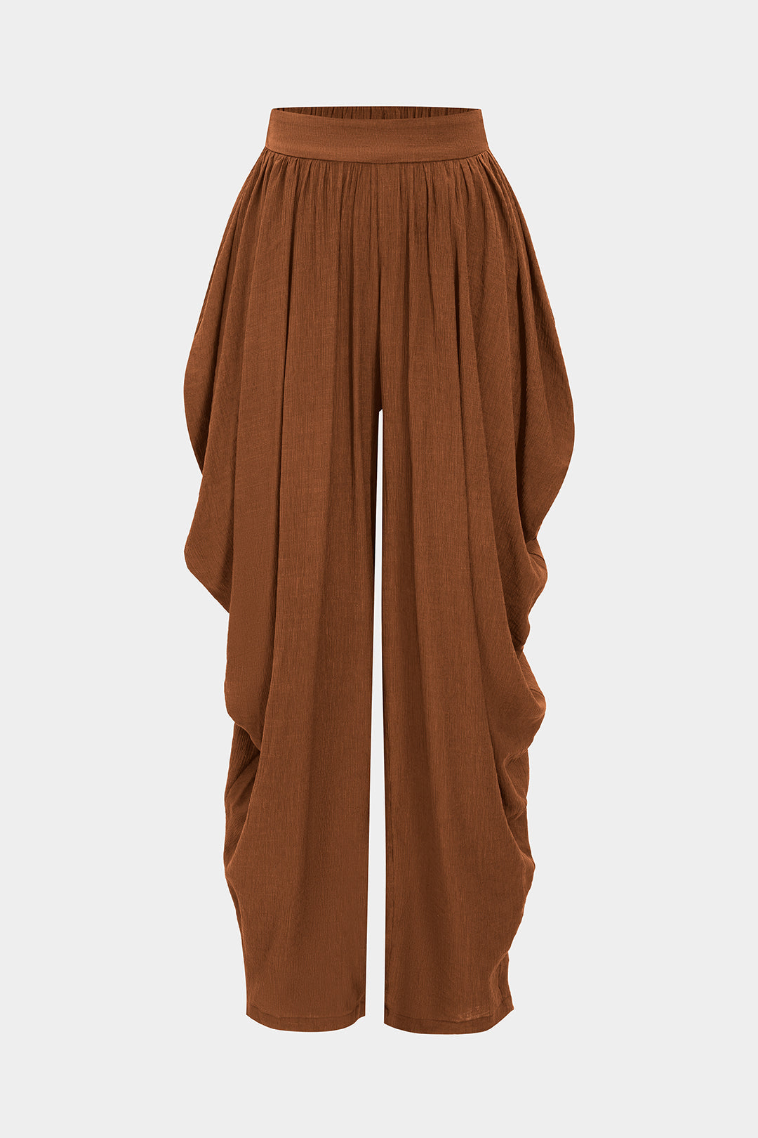 Knit Solid Ruched Trousers