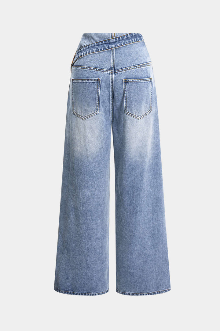 Denim Asymmetrical High Waist Jeans