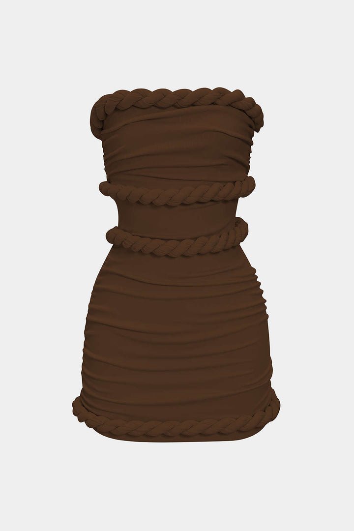 Twist Knot Strapless Sleeveless Mini Dress