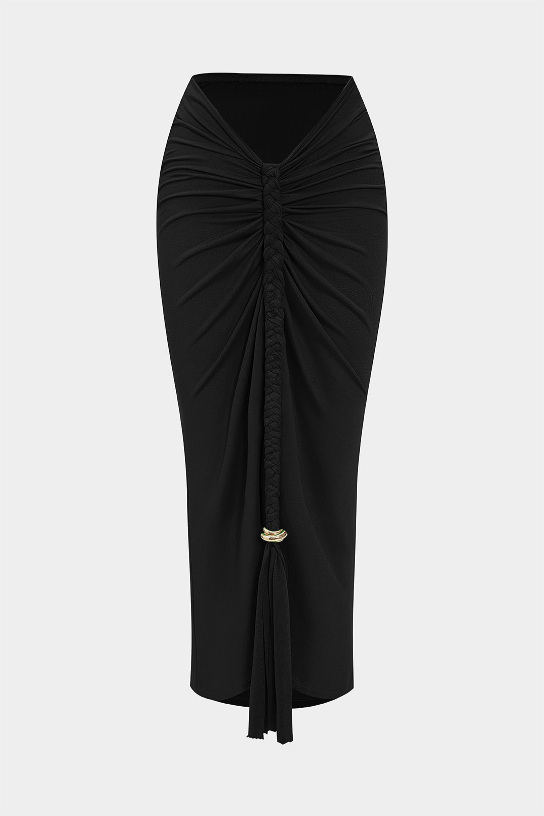 Metallic Decor Braided Ruched Skirt