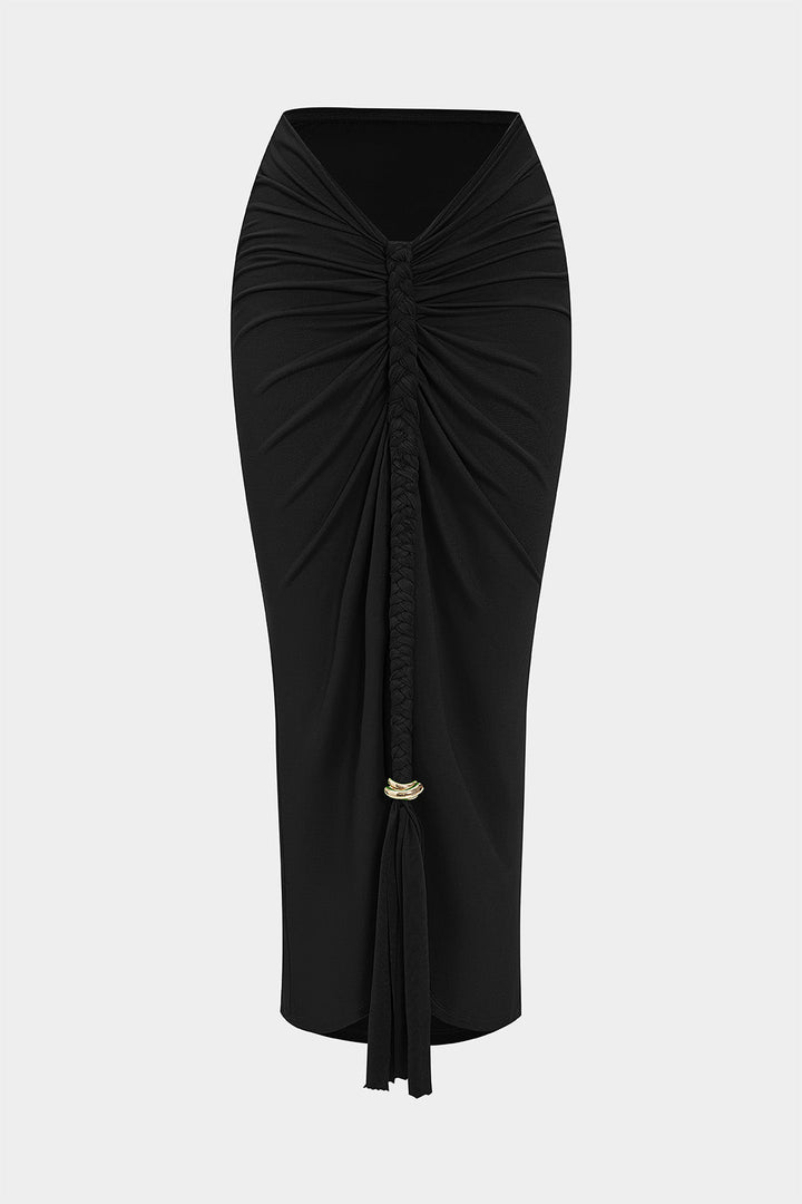 Metallic Decor Braided Ruched Skirt