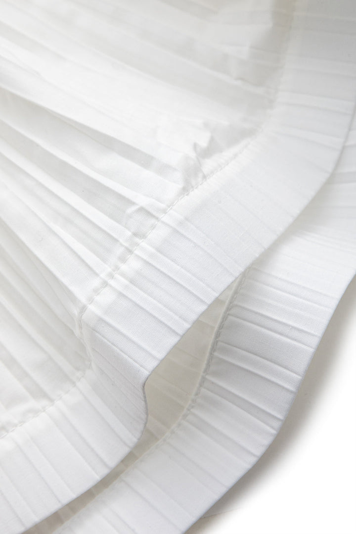 Pleated Ruffle Button Short-Sleeve Shirt