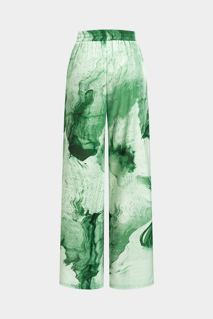 Retro Print  Wide Leg Trousers