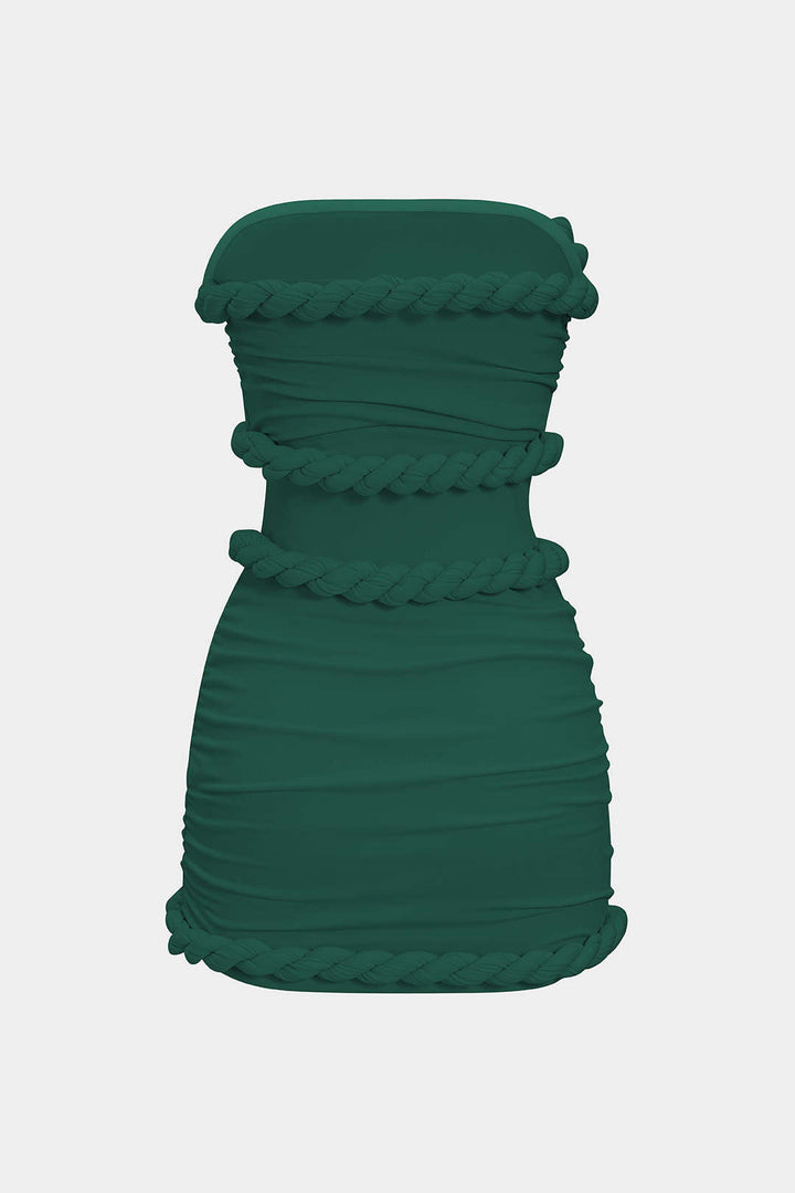 Twist Knot Strapless Sleeveless Mini Dress