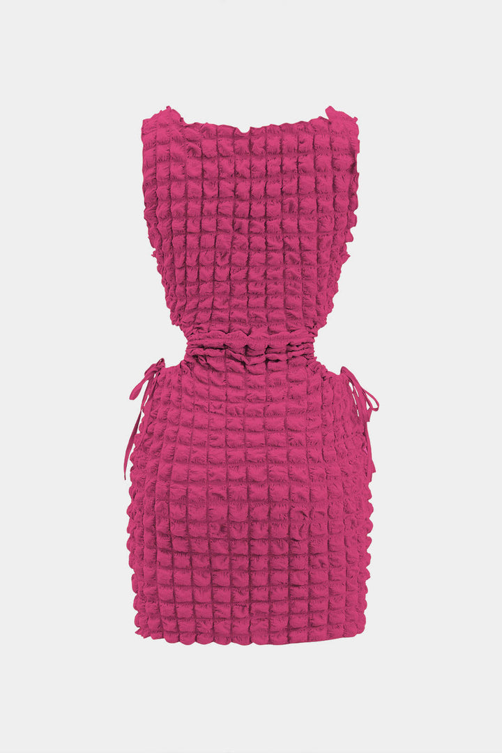 Cut Out Waist Drawstring Sleeveless Mini Dress