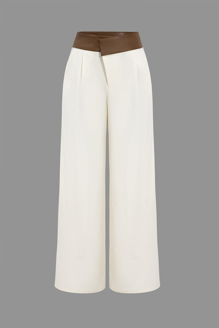 Faux Leather Patchwork Trousers
