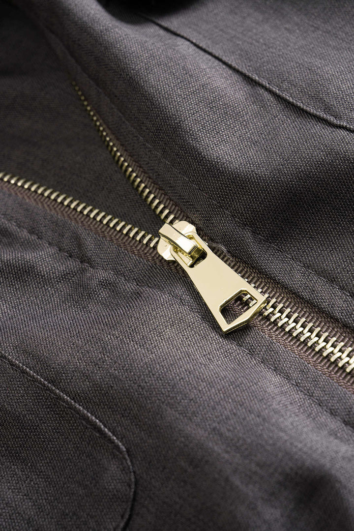 Linen Ruched Tie-Up Pocket Zipper Short-Sleeve Shirt