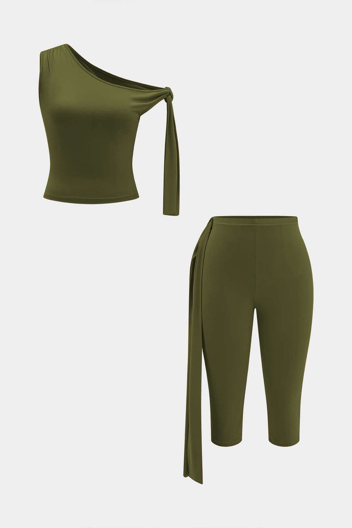 Tie-Up Detail Top And Shorts Set