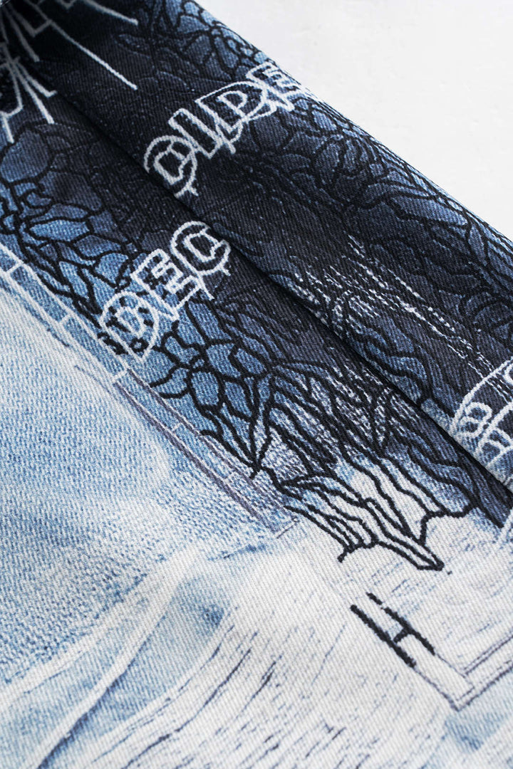 Abstract Print Button Pocket Trousers