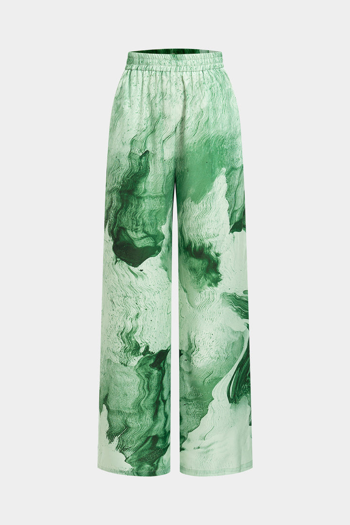 Retro Print  Wide Leg Trousers