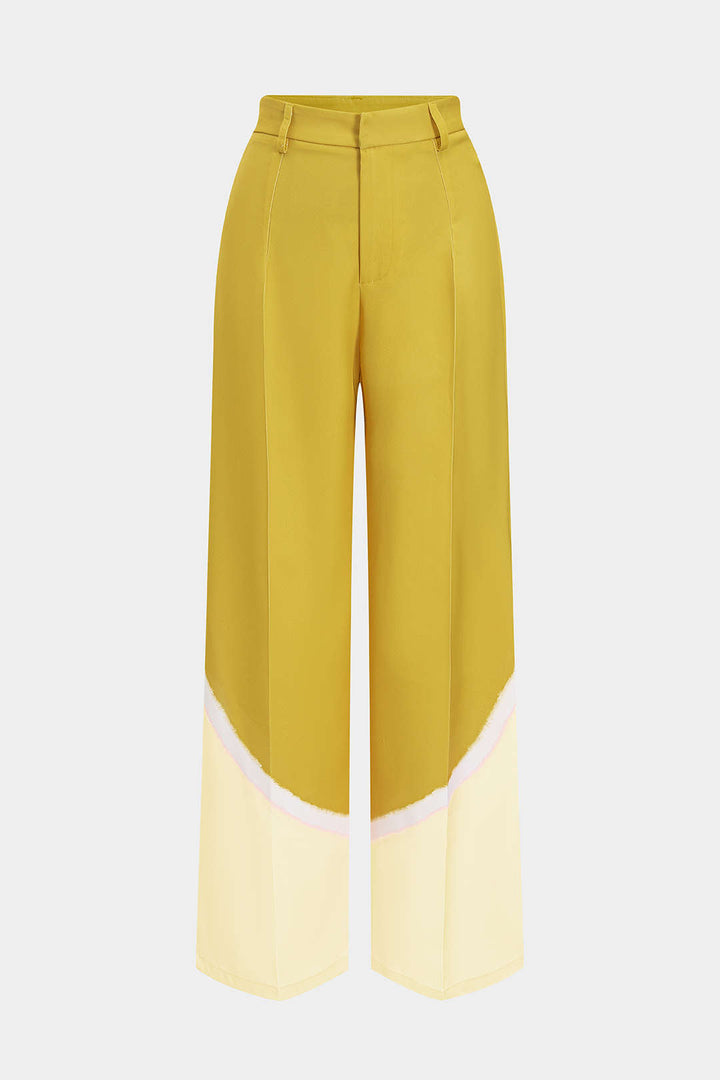 Contrast Pleated Wide Leg Trousers