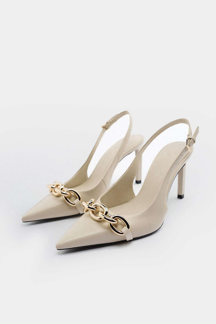 Chain Metallic Pointed Heels