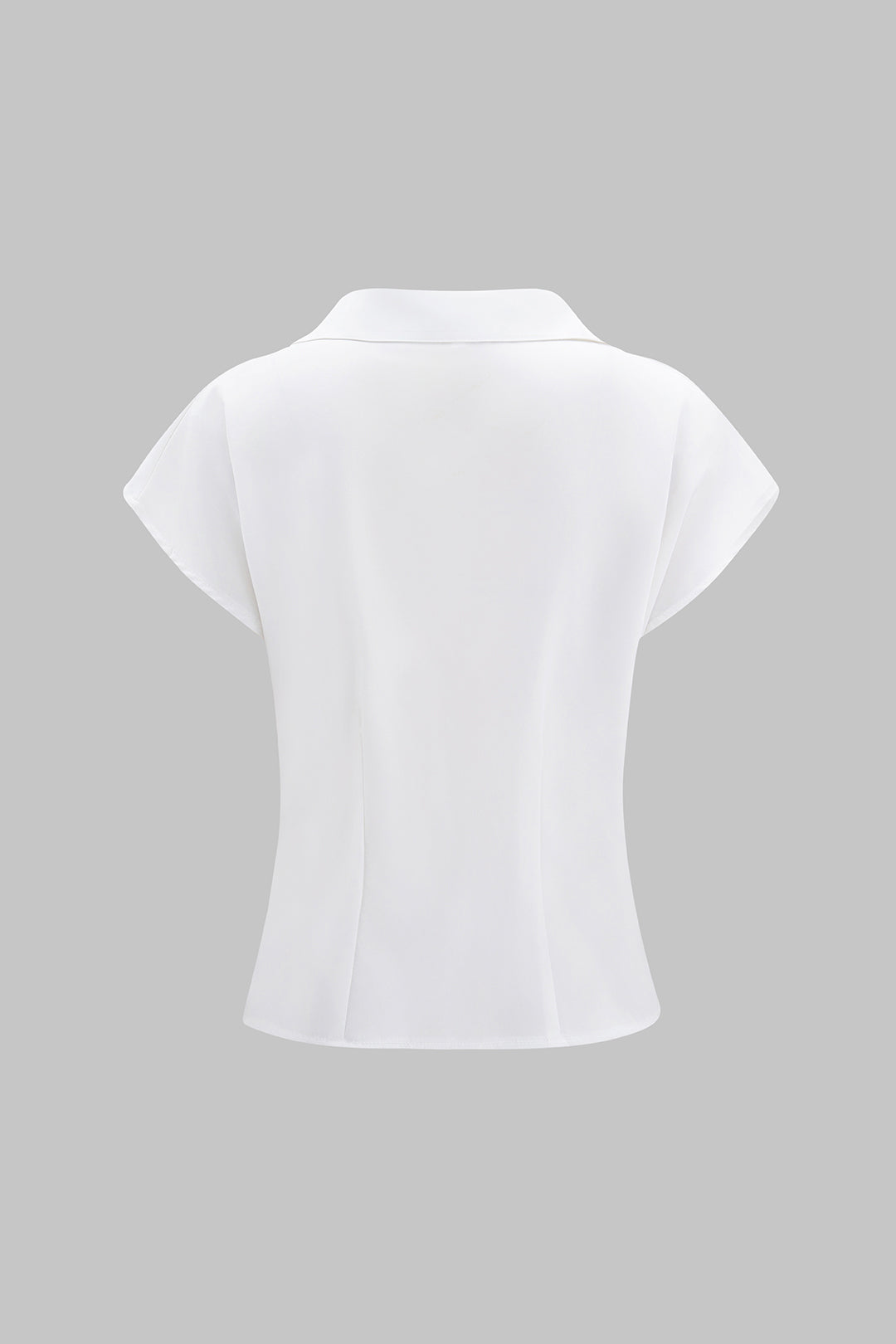 Ruched Pleated Short-Sleeve Shirt