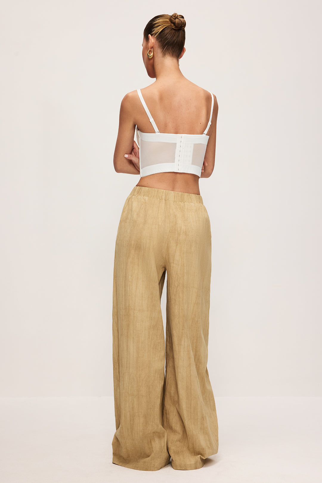 Linen Solid Wide Leg Trousers