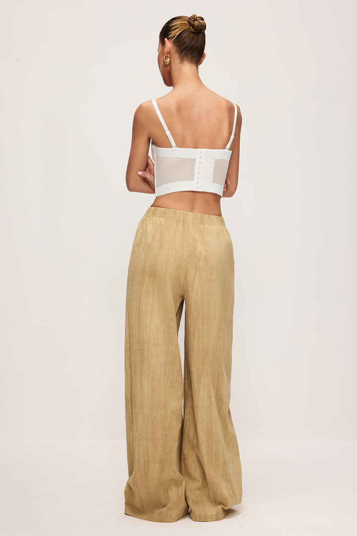 Linen Solid Wide Leg Trousers