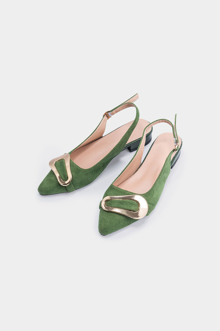 Metal Buckle Pointed Flats