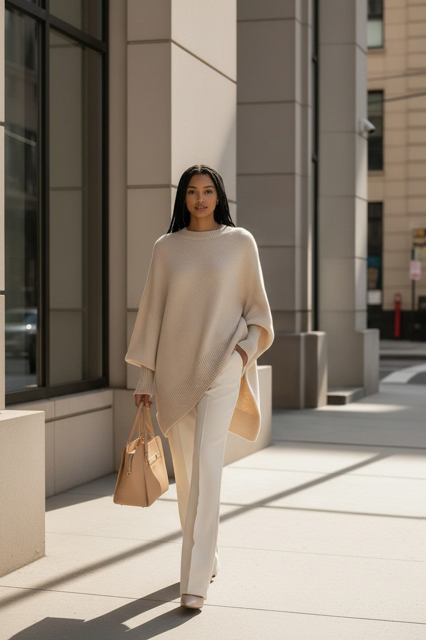 Hazel | Oversized Asymmetrical Knit Sweater for Women