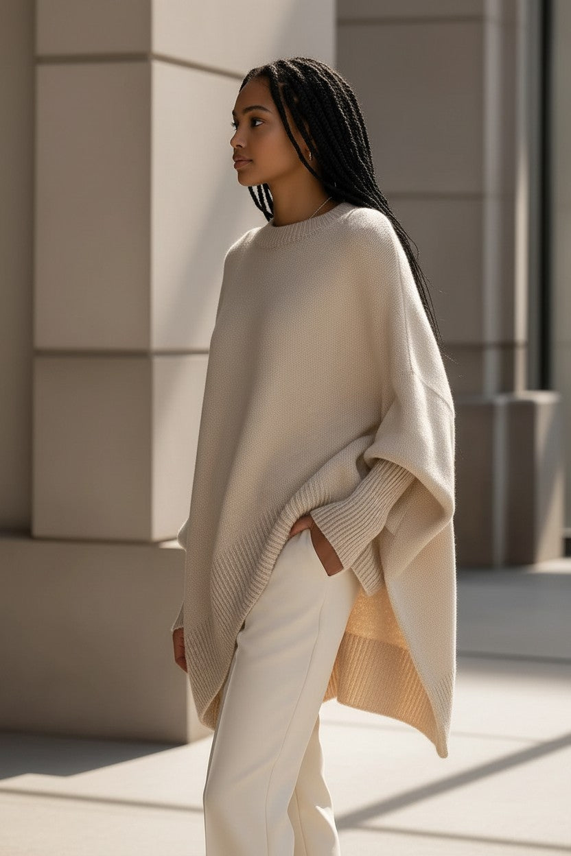 Hazel | Oversized Asymmetrical Knit Sweater for Women