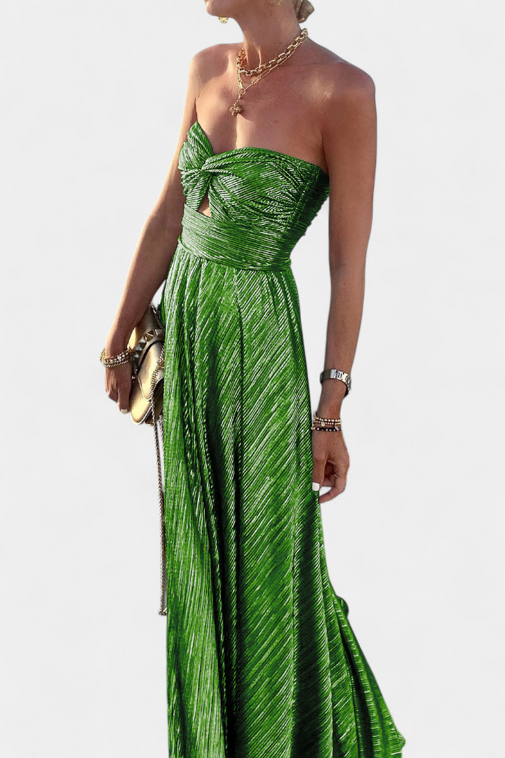 Onelia Long Strapless Dress with Metallic Fabric