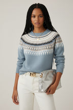 Susanna | Fair Isle Yoke Crew-Neck Knit Sweater for Women