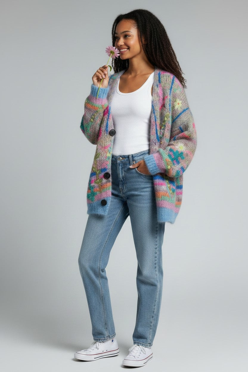 Juliet | Women's Floral Embroidered Knit Cardigan