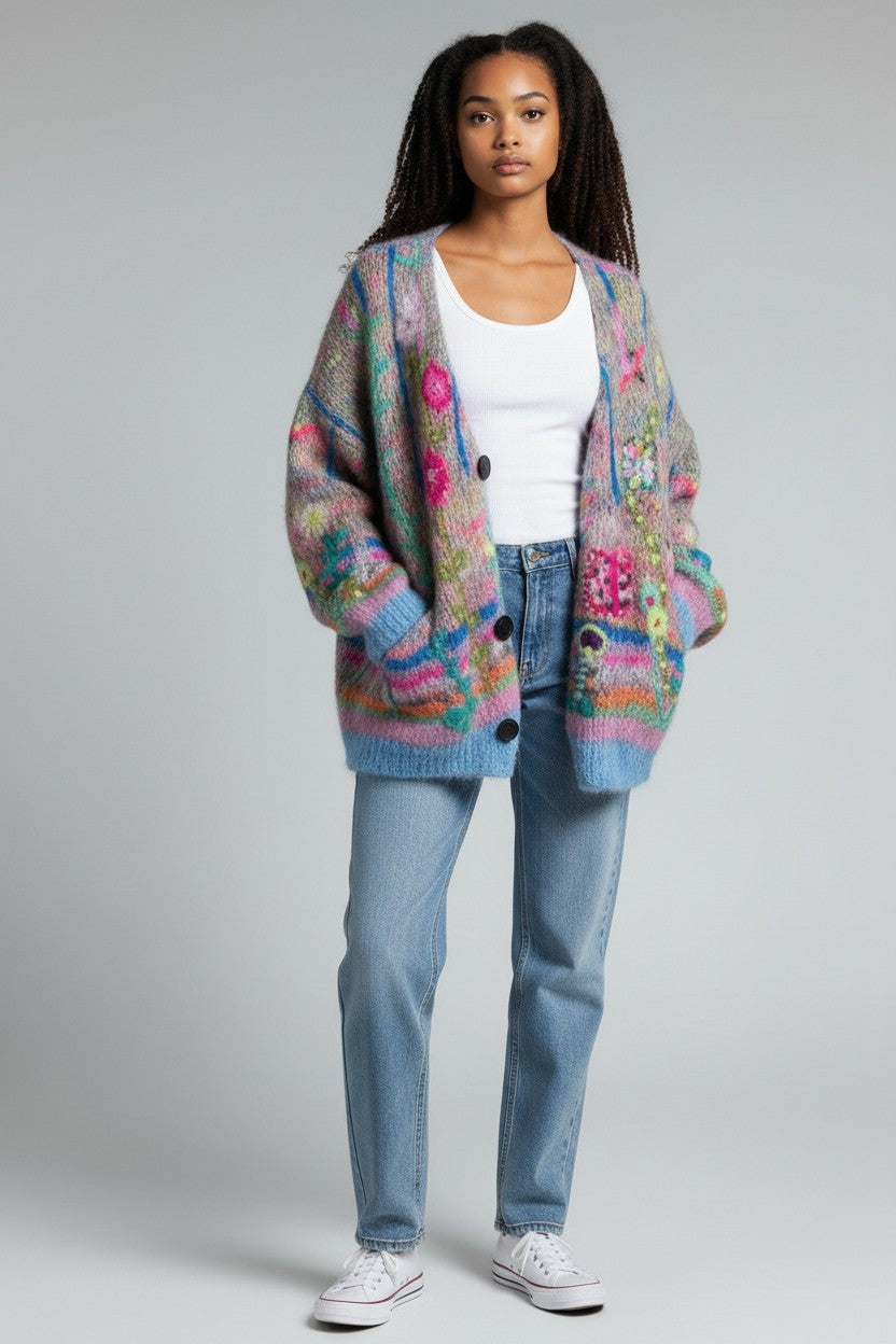 Juliet | Women's Floral Embroidered Knit Cardigan