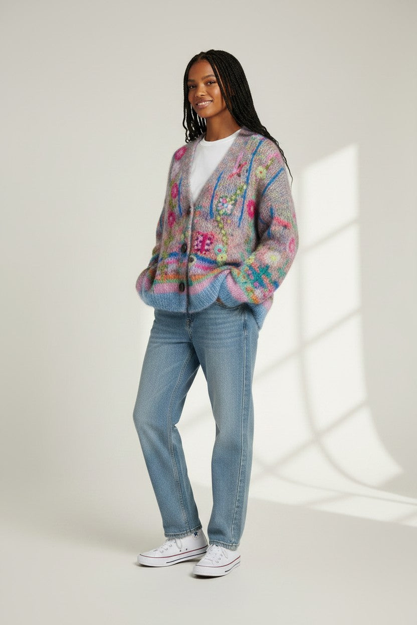 Juliet | Women's Floral Embroidered Knit Cardigan